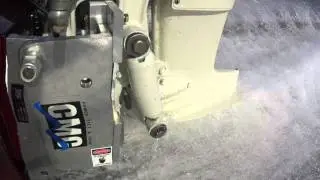 Short shaft lower unit at max trim, high speed