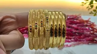 Daily Wear 2 gram Gold Polish Designer Affordable Bangles 7982123506 #rkjewellery #gold #viralvideo 