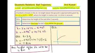 Trajectory of a Ball Parabolic Path Quadratic Relation 4 Examples MPM2D IB Grade 9