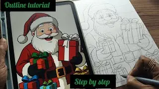 How to draw Santa Claus Drawing Outline Easy | Grid Method Tutorial | Christmas Drawing Step by Step