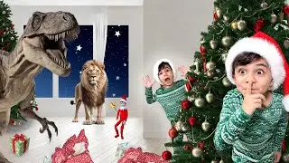 Fun Dinosaur & Animal Video for Kids | Elf & Santa’s Christmas Magic with Atrin, Soren & Nikan 🦖🐘 |