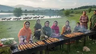 Cooking Saffron Chicken Kebab by the Lake with Family | Rural Life Vlog