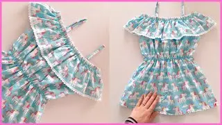 Как сделать эластичную детскую кофточку | Учебник по шитью платья Бардо на бретелях для детей
