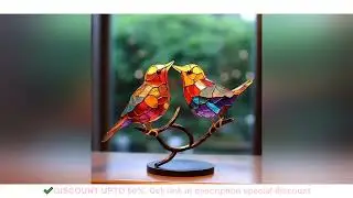Home Stained Glass Birds on Branch Desktop Ornaments Double Sided Multicolor Birds Ornaments Bird