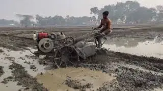 পাওয়ার টিলার দিয়ে ধান চাষের জন্য জমি প্রস্তুত করার পদ্ধতি  Power Tiller Land Preparation for Rice