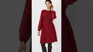 Ann Taylor - Floral Belted Flare Dress - Red