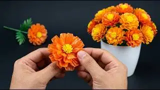 How To Make Paper Flower Vase At Home | Beautiful Flower pot making With color paper | Flower Pot