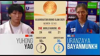 Yuhong YAO VS Uranzaya BAYANMUNKH Ulaanbaatar Grand Slam 2025 Bronze medal contest - kg