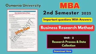 MBA 2nd Sem BRM Unit 2: Research Process & Data Collection Important Questions #pdf @FinalFocusYt