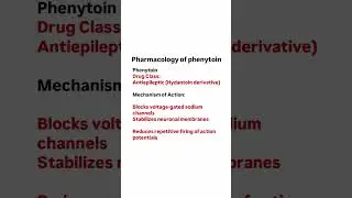 Pharmacology of PHENYTOIN - mechanism of action, pharmacokinetics, adrs #pharmcology #pharmacynotes