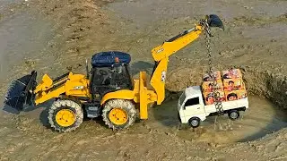 Biscuit Loading Bolero Pickup Muddy Accident Pulling Out JCB 5CX? Cartoon video | Jcb Cartoon video