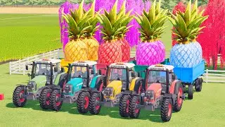 TRANSPORTING EXCAVATOR, MIXER TRUCK, BULLDOZER, POLICE CARS TO GARAGE WITH DAF TRUCK   FS22 PART53