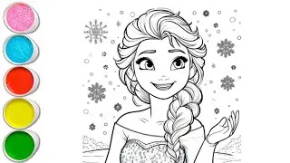 Cute Elsa Frozen Drawing for kids, Painting & Coloring for kids, Toddlers | Let's Draw Together
