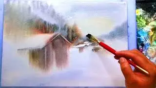A Sharp Tool to Cool Down Summer | Painting a Winter Snow Scene in Summer