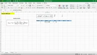 Secant Method on Excel /Numerical Methods