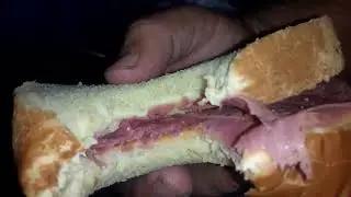 Eating the hillshire farms pastrami Colby Jackson cheese eggs bacon and brci breads