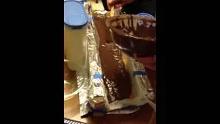 Giant twix bar chocolate pour