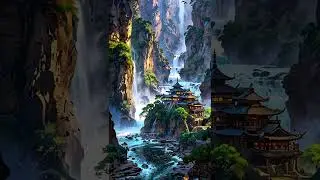 Subscribe for more!💧#AIMagic #AnimatedArt #DigitalDreamscape #japanesearchitecture  #MountainPalace