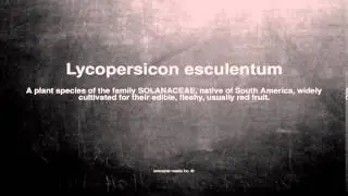 Medical vocabulary: What does Lycopersicon esculentum mean