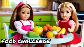 Doll sisters food challenge! Play Toys healthy vs unhealthy food