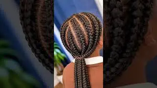 Straight-back cornrows into a low ponytail