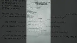 Degree 3rd semester nutrition question paper 2024