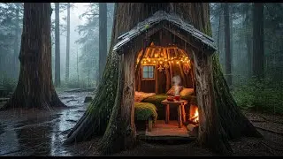 Building A Secret Room Inside A Tree  (ASMR)