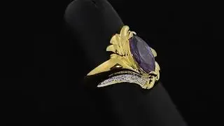 2.05 TCW Marquise-Cut Simulated Purple Amethyst Cocktail Ring Gold-Plated