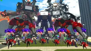 NEW RED TRI TITAN   VS UPGRADED TITAN DRILLMAN UP GRATED AND SKIDIDI TOILET BOSS In Garry's Mod!