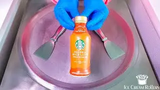 Starbucks Pumpkin Spice Latte Ice Cream Rolls | Satisfying Asmr Rolled Ice Cream