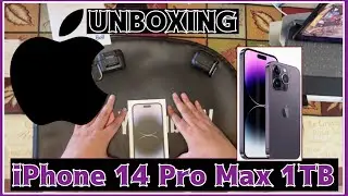 Apple iPhone 14 PRO MAX 1TB Unboxing - Installation Of Otterbox Alpha Glass Screen Protector