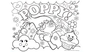 Coloring Queen Poppy Coloring Page! Color Along With Me💕
