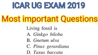 ICAR UG 2020 Most Expected Questions || ICAR Previous Years Questions