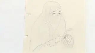 A beautiful women with Hijab art video live | Live women sketch making process | Bloom Muse Art