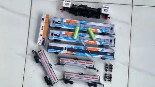 Merakit kereta api mainan Gerbong taksaka gerbong oil dan lokomotif cc206