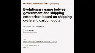 Evolutionary game between government and shipping enterprises based on shipping cycle... | RTCL.TV
