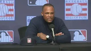Adrian Beltre speaks after he was voted into the Baseball Hall of Fame