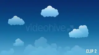 Cartoon Clouds Static & Moving on Blue Sky