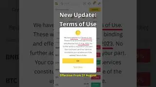 Binance New Update || Terms of Use || Effective from 31 Aug, 2023