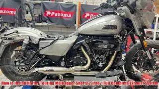 How to Install Harley Touring M8 Bagger Shorty 2-into-1 Full Complete Exhaust System