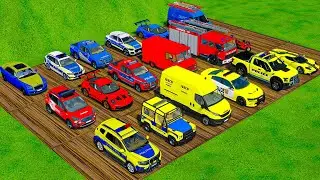 TRANSPORTING CARS, AMBULANCE, POLICE CARS, FIRE TRUCK, WITH TRUCKS! - FARMING SIMULATOR 22