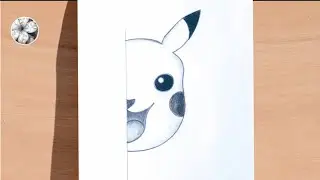 How to draw pikachu easy || pikachu drawing step by step || pikachu half face drawing 