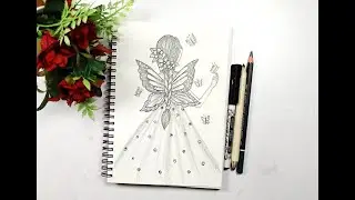 How to draw a Girl with Butterfly wings for beginners | Girl Drawing Pencil sketch | Easymix Art