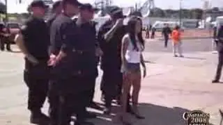 Obama Girl Poses with Police Officers