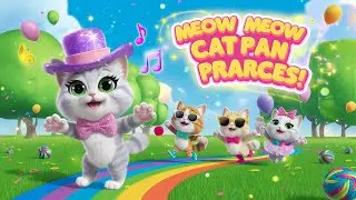 Meow Meow Cat Parade 🐾 | Fun Cat Song | 3D Animated Kitty Dance Video | Sing Along! @HappyNotes11