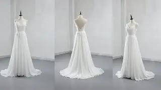 Lace and Chiffon Wedding Dress Bridal Gown spaghetti Straps LR038