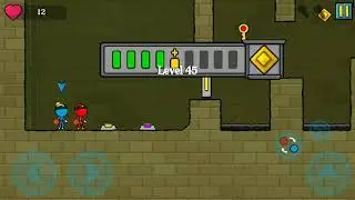 Red And Blue Stickman : Animation Parkour Level 45 Gameplay Walkthrough.