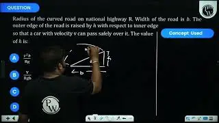 Radius of the curved road on national highway \(R\). Width of the road is \(b\). The outer edge ....