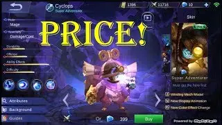 Mobile Legends - CYCLOPS NEW SKIN PRICE! ( SUPER ADVENTURER )