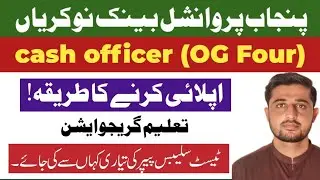Punjab provincal Bank Limited jobs|cash officer (OG4) Apply method Test sybulls|salary Pakge 
